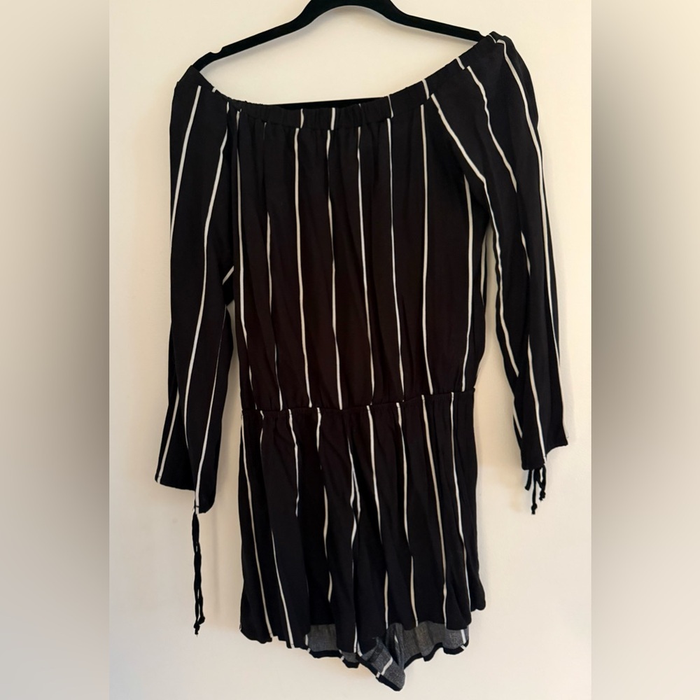 Kendall & Kylie Black and White Striped Romper